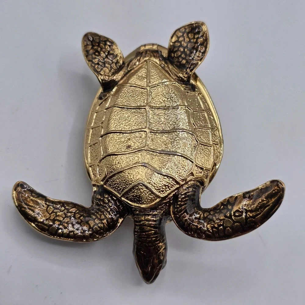Enamel Trinket‎ Box Turtle Hinged Jeweled Decorative Figurine Collectible